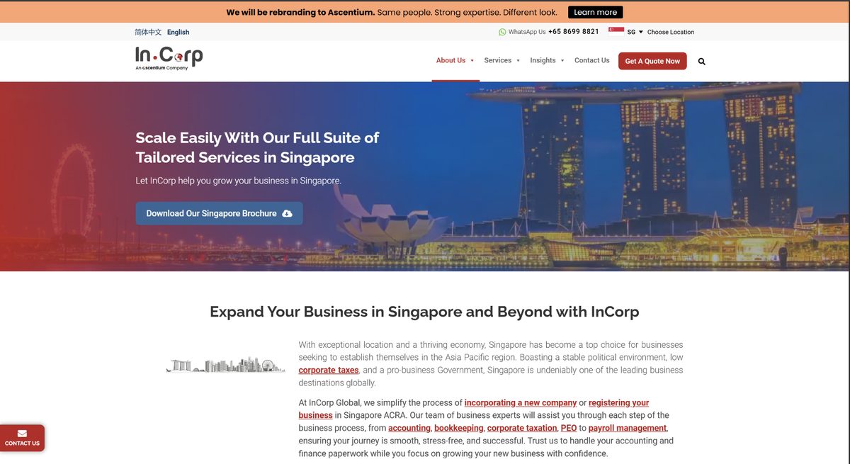 InCorp Group homepage