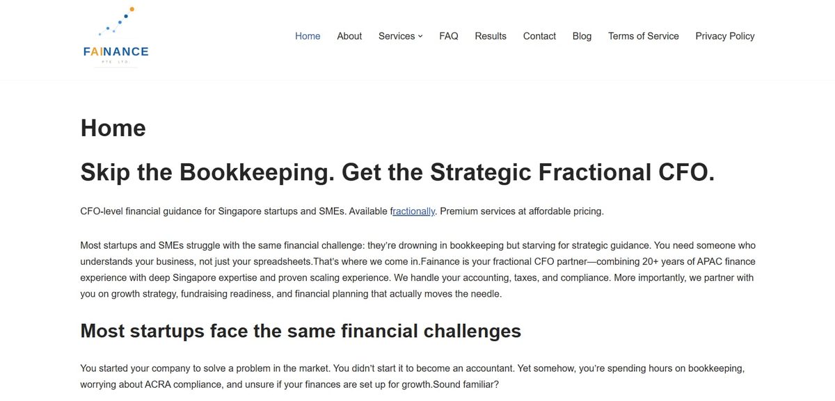 Fainance homepage